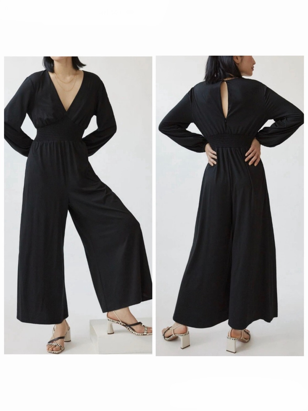 Hutch V-Neck Wide-Leg Jumpsuit in Black Size XS